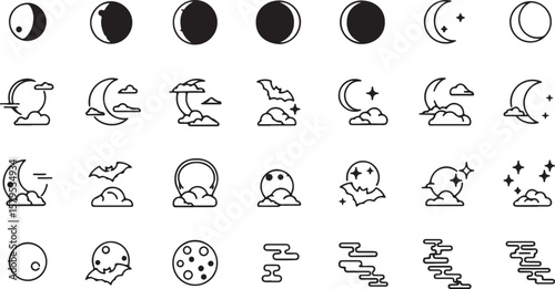 Explore the Cosmic Dance A Celestial Symphony of the Moon and Night Sky Illustrations