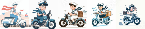 sailor vector riding a motorbike