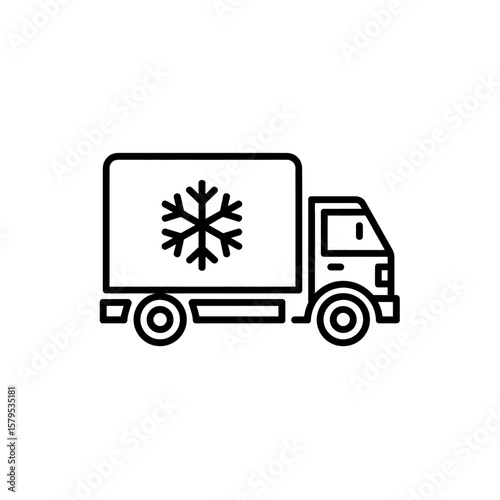 Refrigerated Delivery Truck Icon Conveying Temperature Controlled Transportation for Sensitive Goods and Fresh Produce