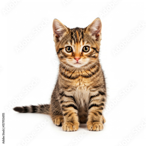 Shorthair tabby red color kitten isolated on white background