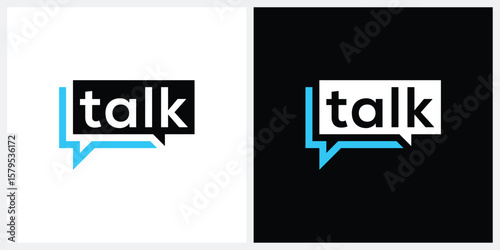 talk logo design, rectangle sound bubbles graphic vector icon template