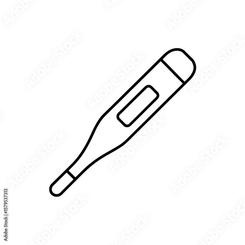 Simple black outline icon of a digital thermometer on a white background