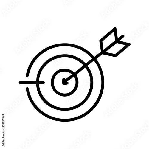 Target goal achieved arrow hitting bullseye, symbolizing success. Suitable for business presentations, motivational content, coaching materials, and success concept designs.