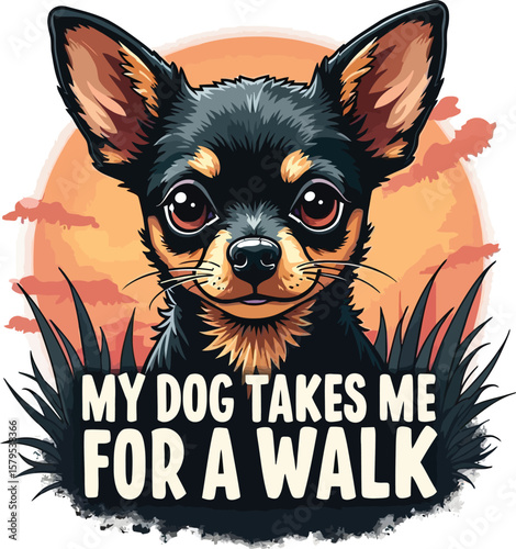 Black tan chihuahua dog sunset animal
