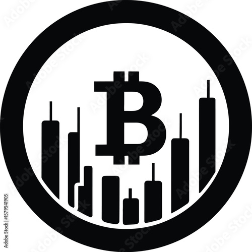 Bitcoin crypto currency market trading chart investment finance blockchain technology analysis symbol icon
