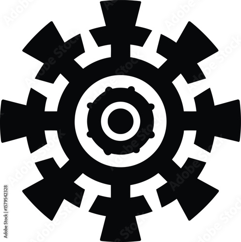 Black and white gear vector graphic illustration for mechanical engineering and design projects usage