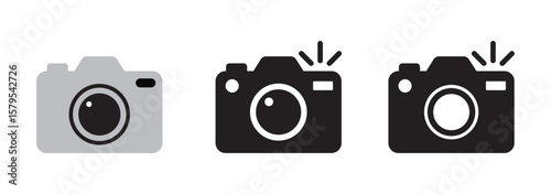 camera icon set. camera photo icon symbol, snapshot sign . line outline icons, flat style