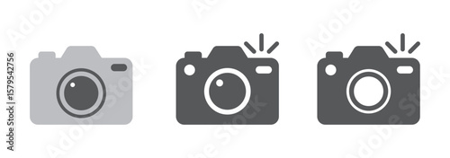 camera icon set. camera photo icon symbol, snapshot sign . line outline icons, flat style