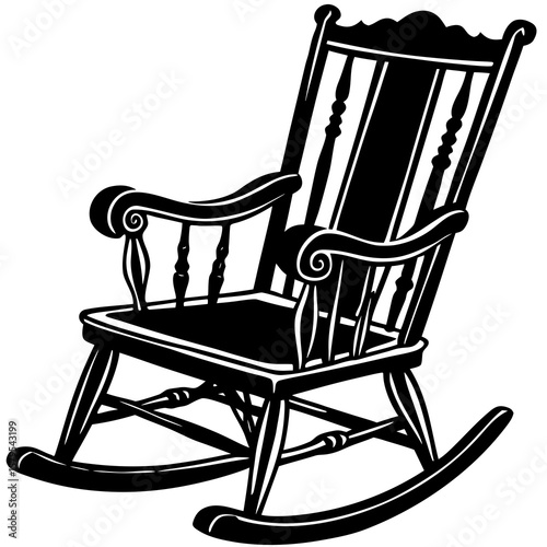 rocking chair black silhouette vector illustration