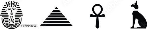 Collection of egyptian hieroglyphs and symbols silhouette