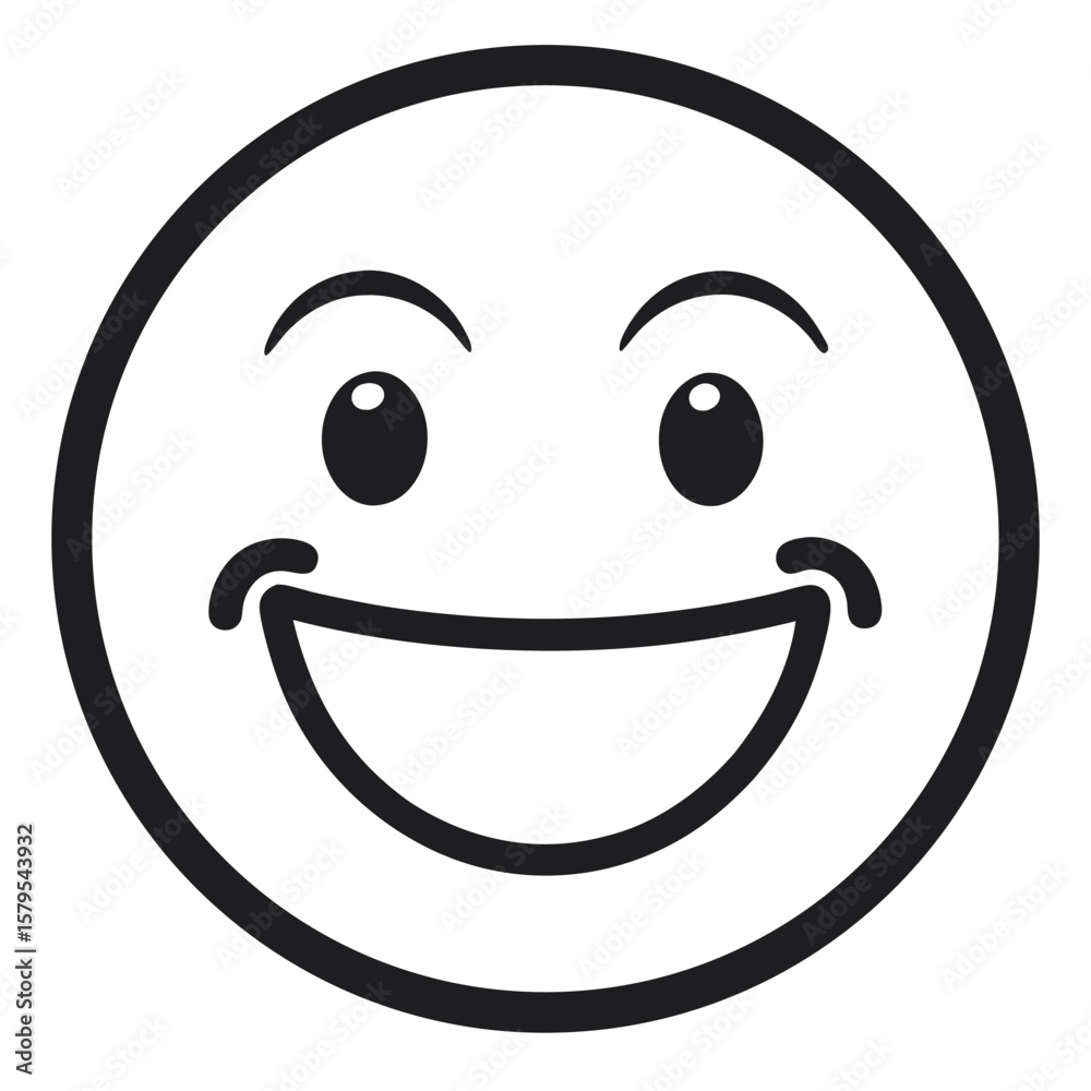 Fototapeta premium Classic Smiley Face Emoji – Minimalist Line Art Vector of a Happy Yellow Face Icon for Messaging Apps, UI Icons, Social Media, Stickers, and Cheerful Digital Illustrations