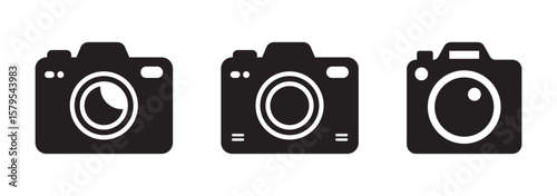 Camera icon set vector on white background.