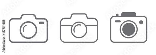 camera icon set. camera photo icon symbol, snapshot sign . line outline icons, flat style