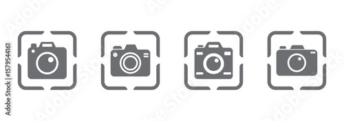 camera icon set. camera photo icon symbol, snapshot sign . line outline icons, flat style