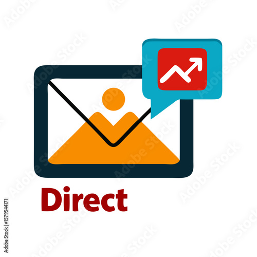 Direct message icon with envelope and chart