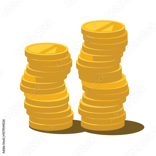 Two stacks of golden coins symbolizing wealth and financial growth
