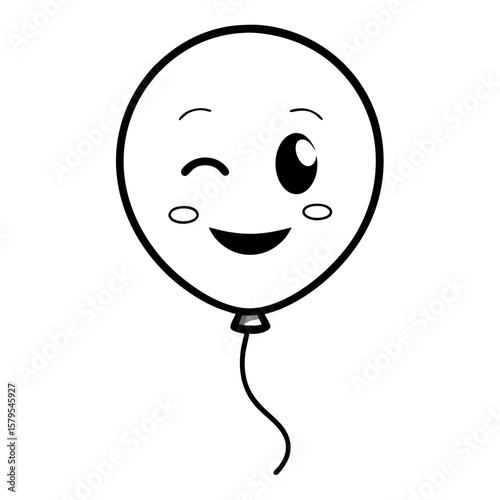 Vector illustration of a single balloon with a winking emoji face. Perfect for party graphics, celebration visuals, fun emoji decorations, birthday designs, and festive event symbols.
