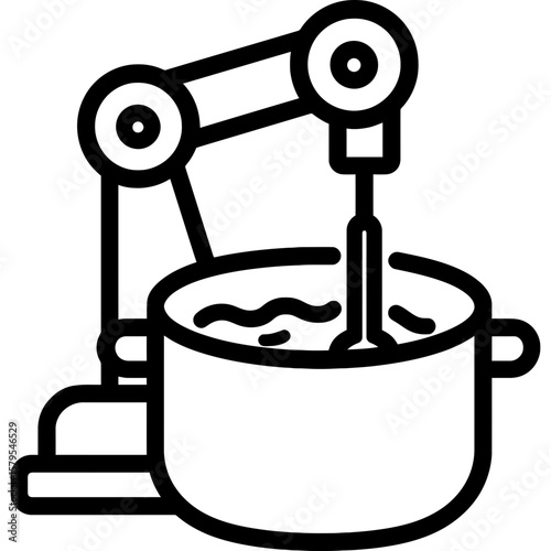 Automatic pot stirrer robot outline icon vector