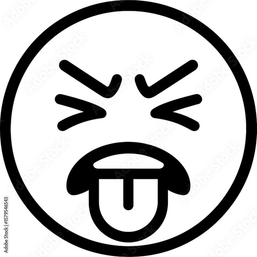 Disgusted face with tongue out outline icon vector