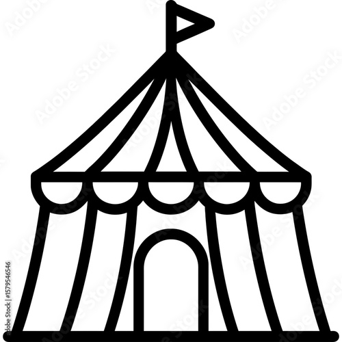 Carnival tent circus outline icon vector