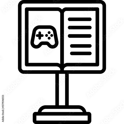 Menu stand with game list outline icon vector