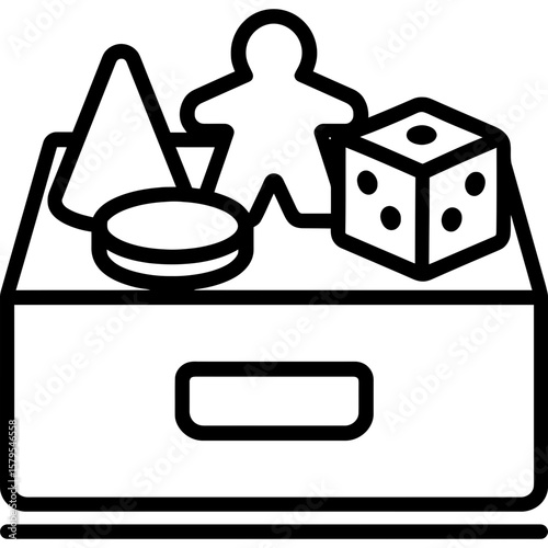Game replacement parts bin outline icon vector