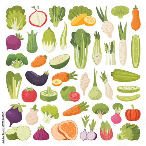 Colorful Collection of Various Fresh Vegetables