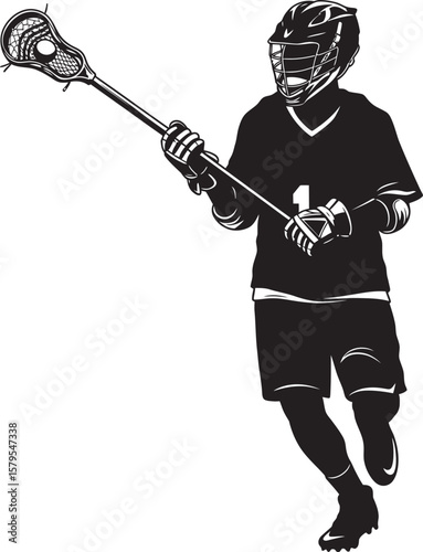 Lacrosse Player Sport Art Silhouettes white color background