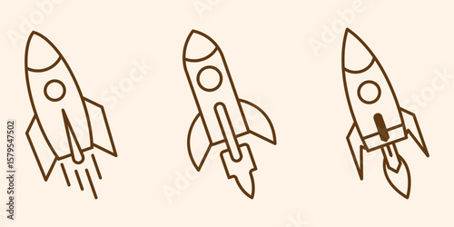 Black rocket icon with simple design isolated icon. Vector illustration