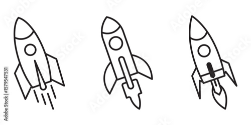 Black rocket icon with simple design isolated icon. Vector illustration