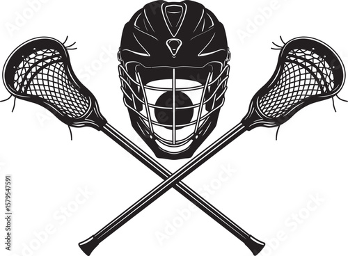 Lacrosse Player Sport Art Silhouettes white color background