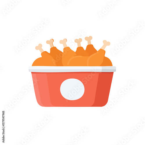 Bucket of Fried Chicken Isolated on a Transparent Background 