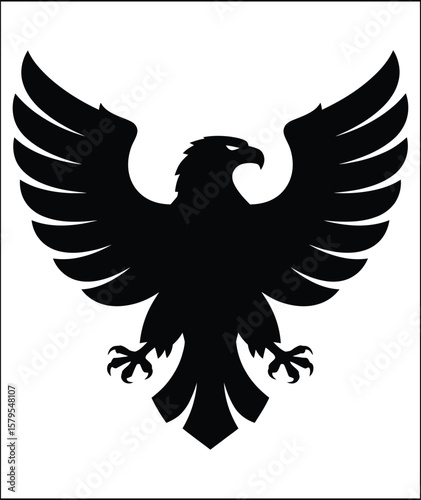 Heraldic Eagle Silhouette with Spread Wings Ideal for Crests Logos and Graphic Design