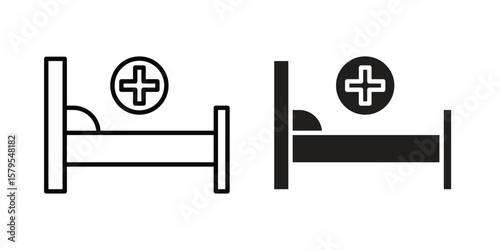 Hospital bed icon Logo Design Vector Template Illustration