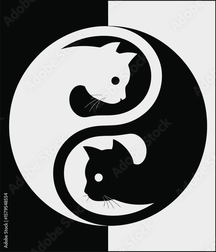 Yin Yang Cats A Symbol of Balance and Harmony with Feline Silhouette