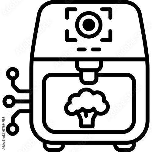 Ai-powered air fryer outline icon vector
