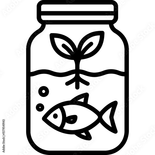 Aquaponics mason jar outline icon vector