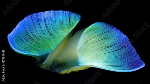 Two vibrant, detailed, fan-like structures with a luminous quality.