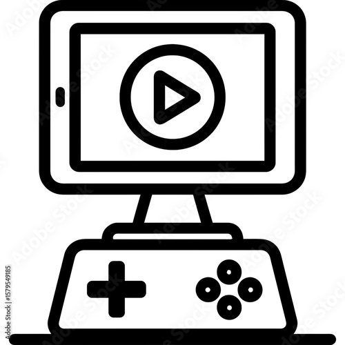 Game tutorial video station outline icon vector