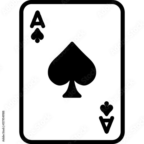 Playing card ace outline icon vector