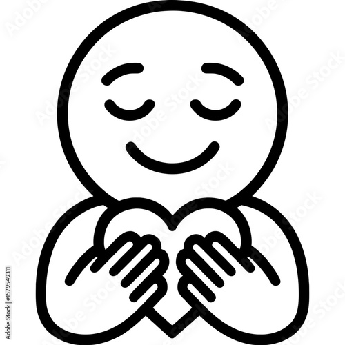 Grateful thankful face outline icon vector