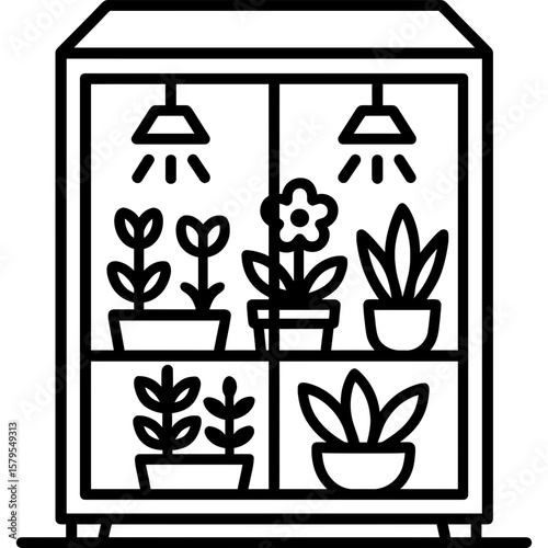 Apartment greenhouse cabinet outline icon vector