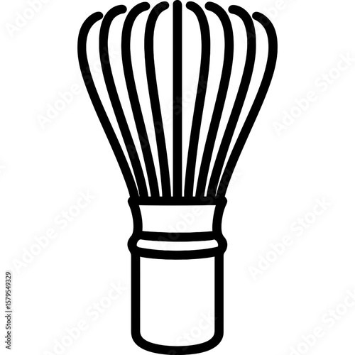 Japanese matcha whisk outline icon vector