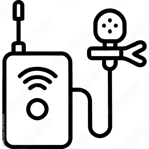 Wireless lavalier microphone outline icon vector