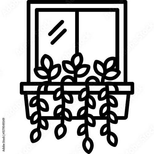 Window box planters outline icon vector