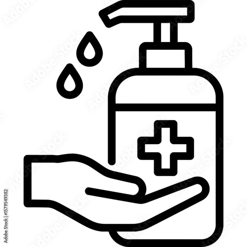 Hand sanitizer bottle outline icon vector