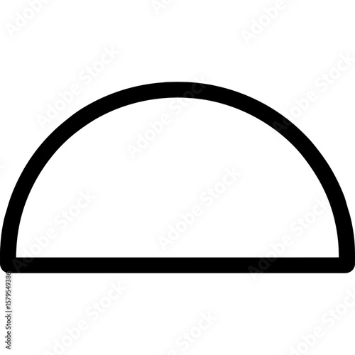 Semicircle shape outline icon vector