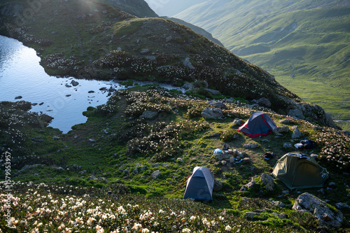 camp in the mountains