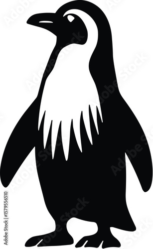 Penguin vector black silhouette print design