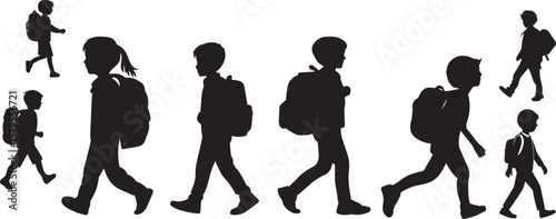 "Back to School Kids Silhouette Vector Set"